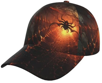 Oudrspo Baseballkappe mit Aufschrift „Spinne wartet auf Essen für Herren und Damen, verstellbare, biegende Baseballkappen – modische Baseballkappen in Schwarz, Grau und Rot