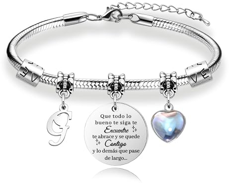 Regalos originales para Mujeres Pulsera de Plata con Letras Iniciales (G)