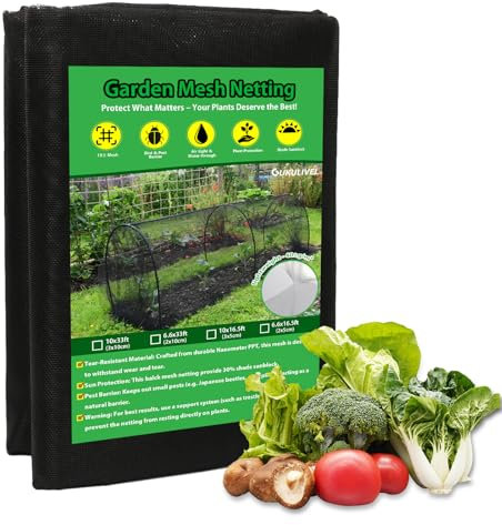 Thicker Garden Mesh Netting, 3x5M Ultra Fine Black Plant Netting for Vegetables, Fruits, Flowers, Crops – 25-30% Shading Rate, Nano PPT Garden Row Cover Raised Bed Barrier Screen