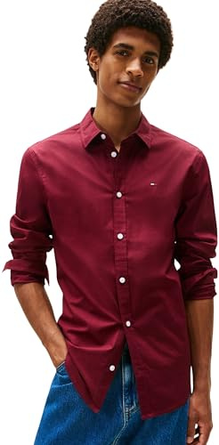 Tommy Jeans Herren TJM Original Stretch Dm0dm04405 L/S Shirt, Red (Red Wine), XS EU