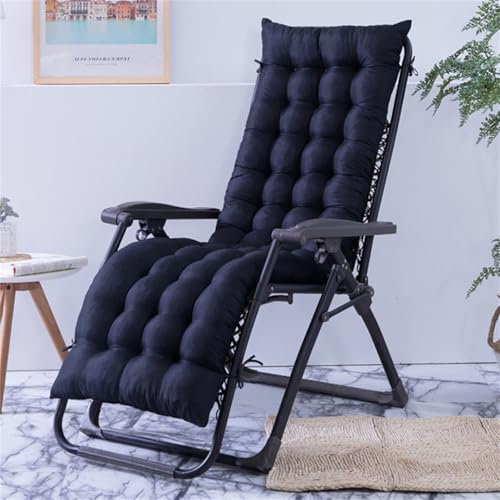 Hearda Cojin Tumbonas Jardin Exterior, Cojin Reclinable Tumbona Grueso con Corbata para Silla De Salón Suave y Cómodo para Interior y Exterior Playa Piscina (Negro,48 * 120cm)