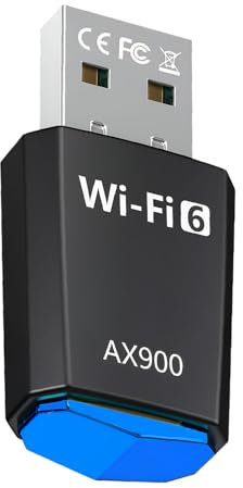 Hemlosk AX900 Chiavetta WiFi 6 USB per PC Fisso, Adattatore WiFi USB Dual Band 600 Mbps 5GHz + 286 Mbps 2.4GHz, Plug & Play, Ricevitore Wireless per Windows 11/10/7