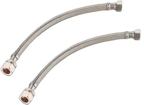 JD Brands 2X 15mm x 1/2 Flexi Tap Connectors – 300mm Braided Hose Inlet Pipe (WRAS Approved) | Flexible Tap & Valve Connectors for Kitchen & Bathroom Plumbing – Pack of 2