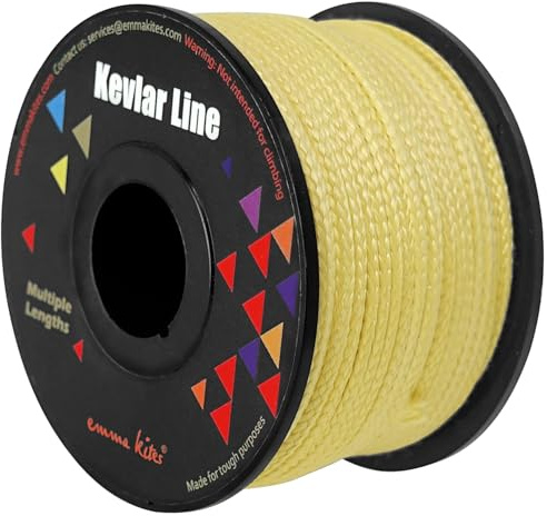 emma kites 100 % Kevlar geflochtene Schnur, 60 m, 250 kg, abriebfest, schwer entflammbar, taktische Überlebens-Angelhilfe, Schnur, Modell, Rakete, Paracord, Ausflugsleine, Campingschnur