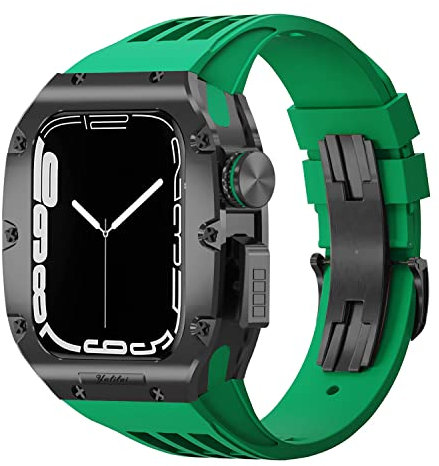 Watch Band Modification Kit,Compatible with Apple Watch 44mm 45mm,Titanium alloy Watch Case For iWatch Series 8 7 6 5 4 SE,Sports Rubber Watch Band Mod Kit