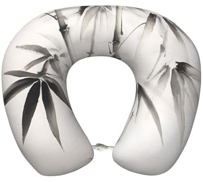 ZSUUGJ Coussin de cou de voyage en bambou chinois en mousse à mémoire de forme, support ergonomique pour la tête et le cou pour avion, voiture, train, bureau et maison