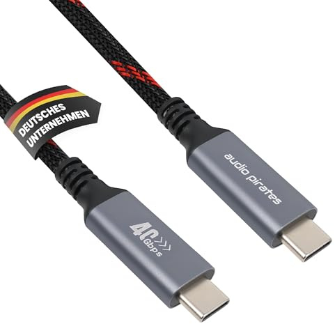 audio pirates USB-C 4.0 Kabel (240W, 40Gbit/s, 2.500MB/s) – USBC Power & Datenkabel – Ladekabel USB-C mit Klettband, für Laptop, Smartphone, Monitor & mehr (1er Pack, 1 Meter, Rot)