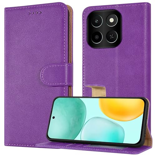 Case for Honor 400 Smart, Leather Wallet Phone Case, Magnetic Book Flip Folio Cover [RFID Protection & 3 Card Slots] and [Kickstand] for Honor 400 Smart 5G - Purple