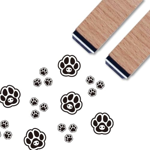 ANATTASOUL 2 Stück Hundepfote Holzstempel für DIY-Kreationen | 1.5×1.5×6cm Stempelset Personalisiert Stempel für Grußkarten, Geschenkanhänger, Scrapbooking und Bastelprojekte