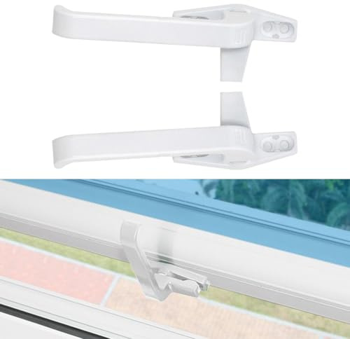 FUBESK Replacement Casement Door Handles with Locks for Aluminum Alloy Doors, White Pair Set, 2-Pack Compatible with Double Glazed Doors