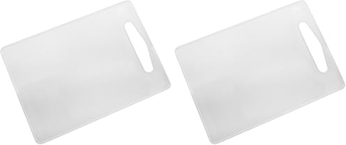Fackelmann 39015 Planche à découper transparente, Planche rectangulaire avec trou de suspension, ustensile de cuisine, Blanc transparent, Plastique, 34 x 24 cm (Lot de 2)