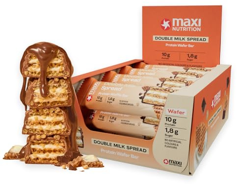 MaxiNutrition Double Milk Spread Protein Waffle Bar, 26% Eiweiß, 191 kcal, (12 Eiweißriegel x 39g), Ohne Zuckerzusatz