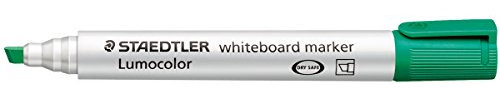 Staedtler Lumocolor 351 Whiteboard-Marker Rundspitze und Keilspitze, verscheidene Farben zur Auswahl (Keilspitze grün, 10)
