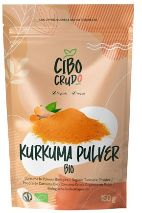 Curcuma in Polvere Bio - 150g. Turmeric Powder Organic Raw. Curcuma Bio Cruda e Fresca in Polvere Pura e Naturale.