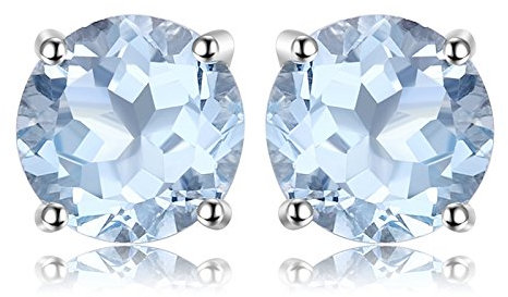 JewelryPalace Rund 2ct Natur Himmel Blau Topaz Birthstone Ohrstecker Silber 925 Damen, Schmuck Set, Ohrringe Silber Edelstein Mädchen, Ohrstecker Silber Klein mit Stein Frauen Geschenk