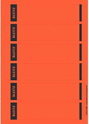 Leitz PC-beschriftbare Rückenschilder selbstklebend für Standard- und Hartpappe-Ordner, 150 Stück, Kurzes und schmales Format, 39 x 192 mm, Papier, rot, 16862025