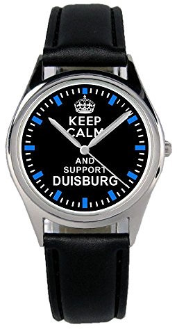 KIESENBERG Armbanduhr Duisburg Geschenk Artikel Idee Fan Damen Herren Unisex Analog Quartz Lederarmband Uhr 36mm Durchmesser B-1568
