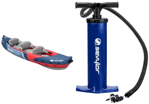 Sevylor Unisex-Erwachsene Kajak Tahiti Plus & Sevylor 2000019887 manuelle Luftpumpe, blau, 2 x 2 Liter (46 x 22 cm)