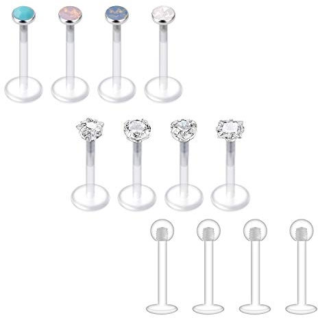 Briana Williams Lippenpiercing Bioflex Labert Stecker Transparent 16G Retainers 6/8/10mm Stab Medusa Piercing CZ Opal