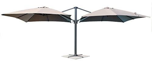 milani home - Ombrellone Doppio Telo Con Palo Laterale A Braccio Decentrato Per Giardino Esterno Ristorante Piscina Bar Hotel Colore Taupe