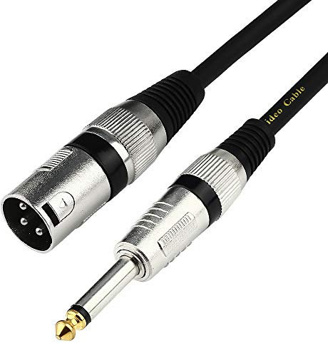 Disino Unbalanced 6.35mm(1/4 inch) TS Mono to XLR Male Cable Gold Plated Quarter inch to Male XLR Microphone Cable Interconnect Cable - 3 Feet/1 Meter