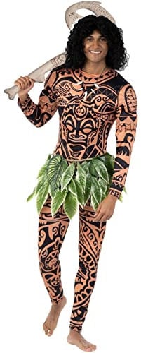 Morph Maui Costume Adult Men Hawaiian Fancy Dress Leaf Costume Halloween Character Costumes for Men, X-Large