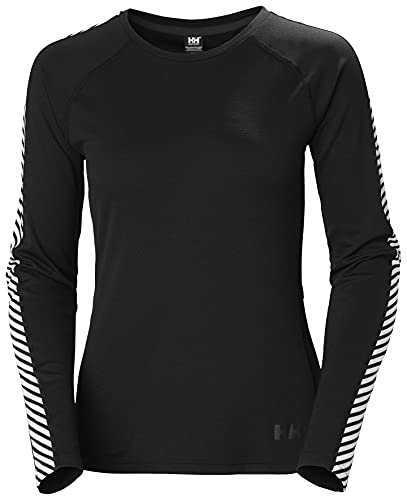 Helly Hansen Women's Lifa Active Stripe Crew Shirt, Black, M UK