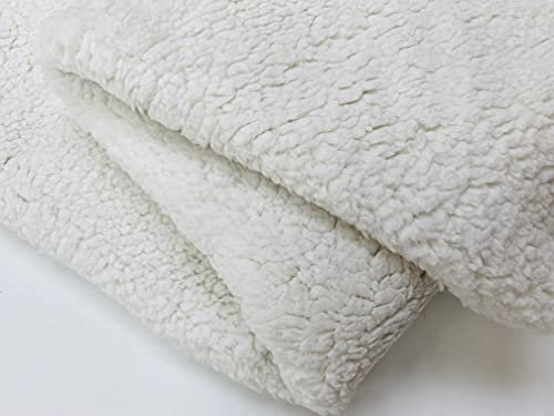 LushFabric Sherpa-Fleece-Stoff, superweiches Stretchmaterial, Heimdekoration, Polstermöbel, Schneiderei, Plüsch, 165 cm breit, Meterware (weiß)