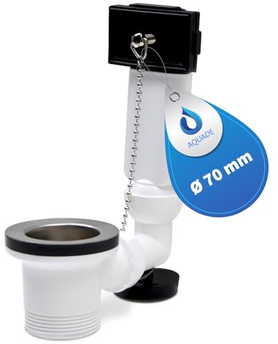 AQUADE Ablaufgarnitur Waschbecken mit Überlauf 1 1/2 mit Kugelgelenk Stöpsel und Kette Waschbecken Einsatz Überlaufgarnitur Waschbecken Waschtisch Ablaufgarnitur Waschbecken Abfluss Set