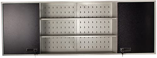 Ondis24 PRO Werkzeugschrank Metall, Werkstattschrank 160x20x60 (H) cm, 2 abschließbare Türen, Hängeschrank mit Einlegeböden (schwarz-grau)