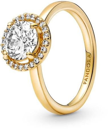 Pandora Timeless Ring funkelnder runder Halo, 14-karätig vergoldet, mit klarem Cubic Zirkonia
