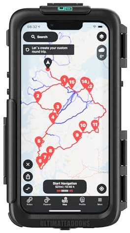 Ultimateaddons Motorrad Wasserdichtes IPX5-Gehäuse Kompatibel mit Apple iPhone 13 Pro Max - Vorderes und Hinteres Kamera ohne Anfügung