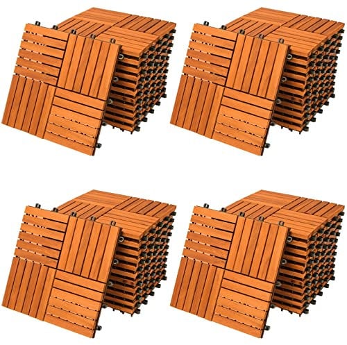 CASARIA® Holzfliesen FSC®-zertifiziertes Akazienholz 4m² Fliese Akazie Quattro 30x30cm Klicksystem zuschneidbar Terrasse