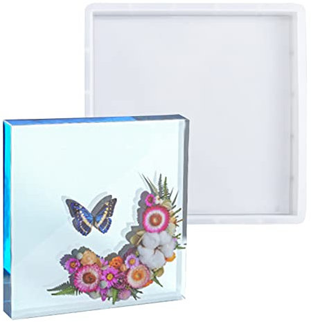 WANDIC Moule en silicone 3D de forme carrée, 1 moule en résine époxy cristal pour spécimen art et décoration de la maison