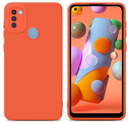 Cadorabo Hülle kompatibel mit Samsung Galaxy A11 M11 Schutzhülle TPU Silikon Case Liquid Design mit Kameraschutz Slim Kratzfest Weiche Gummi mit Rundumschutz Case Hülle für Galaxy A11 M11 in Orange