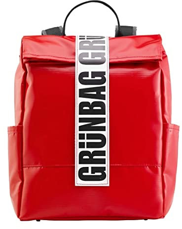 GRÜNBAG Alden Rolltop Rucksack, Handgemacht Wasserabweisend für Damen & Herren, Uni & Business Rucksack Laptopfach Nachhaltiger Alltag & Büro, Rot 18L