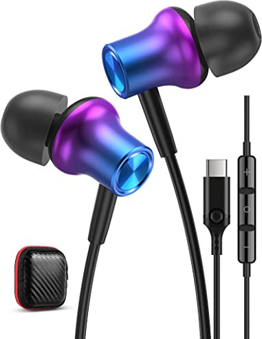 USB C Headphones for Samsung Galaxy A55 A35 S24 A53 A33 A54 A34 S23,Magnetic USB C Earphones with Mic In-Ear Headphones Wired Earbuds USB Type C Earphones for iPhone 16 15 Pixel 9 8a 7a 6a Oneplus 10T
