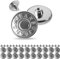 Hosen Ersatz Knöpfe zum Schrauben, 20 Pack, Ø 17 mm Messing Jeansknöpfe, Silber-farben, schraubbare Jeans Knöpfe, Hosenbund weiter oder enger machen, Metall Hosenknöpfe mit Schrauben Pin Verschluss