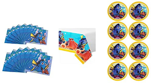 4663, Pack Festa Compleanno Disney Alla ricerca di Dory; per 8 bambini-ragazze; tovaglia, piatti e tovaglioli