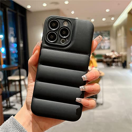 LIFEKA Daunenjacke Handyhülle für iPhone 14 Pro 13 12 11 Pro Max XR X XS Fashion Case The Puffer Cover für iPhone 13 Pro 7 8 Plus, B, Schwarz, für iPhone 14 Pro