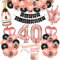 Bluelves 40. Geburtstag Dekorationen Mädchen, Rosegold Schwarz Deko zum 40 Geburtstag, 40 er geburtstag Happy Birthday Banner Girlande Konfetti luftballon,Geburtstagsdeko für mädchen