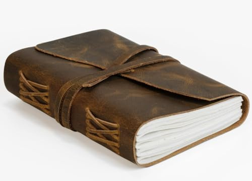 WANDERINGS Ledergebundenes Vintage-Notizbuch – ein Tolles Geschenk für Schriftsteller, Dichter und Reisende, 12,7 x 17,8 cm - Leere Seiten – Handgefertigtes Schreib-Notizbuch aus Antikem Leder