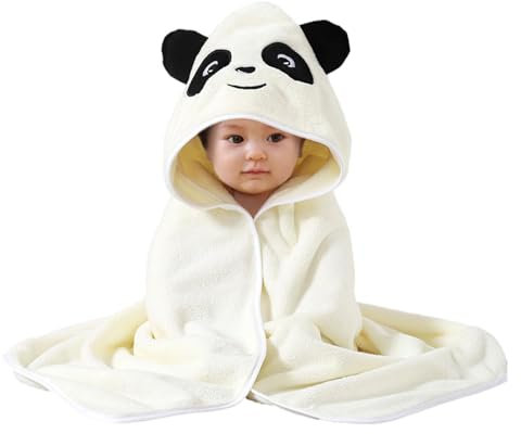 Baby Badetuch, Weiches Korallenfleece Babytücher Mit Kapuze, Absorbierende Cartoon -Badetücher, Babyhandtuch Set Für Babybaden Unisex, Kapuzenhandtuch Super Saugfähiges, Weiches Badeponcho, 80x80 Cm