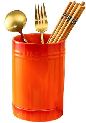 TYMYYS Buntes Abflussgestell, Keramik-Besteck-Abtropfgestell Für Essstäbchen, Besteckhalter, Essstäbchenhalter Für Die Küche -Orange-10x10x15.5cm
