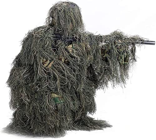Ghillie Suit Jagd Jacke, Leaf Ghillie Anzug, 3D Ghillie Tarnanzug, Woodland Camouflage Suit, Jagdanzug für Männer, Tarnkleidung Jagd Paintball Airsoft Sniper Camouflage Set
