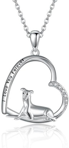 YAFEINI Whippet Kette Silber 925 Windhund Anhänger Halskette Hund Schmuck Greyhound Geschenke Damen