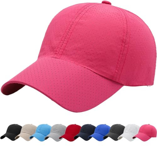 DURINM Cappello da Baseball Traspirante Cappellino Uomo con Visiera Cappellino Uomo con Visiera Regalo Nonno/papà Cappello Baseball Uomo con Visiera Regalo Uomo (Rosa Rossa)