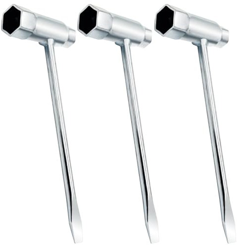 Niuohoy Set of 3 Combination Wrenches, Spark Plug Wrench, Chainsaw Wrench, White Galvanised Chainsaw Combination T-Key, Slotted Screwdriver, Combination Spanner (13 x 19 mm)