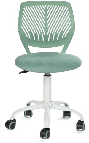Homy Casa Schreibtischstuhl aus Leinenstoff, ergonomischer Drehstuhl ohne Armlehne, höhenverstellbar, Bürostuhl, Heimbüro, für Kinder, Teenager, Kaktusgrün