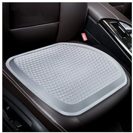 JNNJ 2 Stück Auto Gel-Sitzkissen, Sitzkissen Auto Vordersitze Atmungsaktiv, Doppeltes Dickes Atmungsaktives Sitzkissen Cooles Gelkissen Honeycomb Design(Grau)